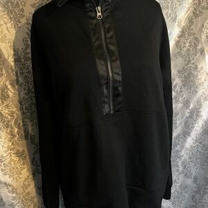 Simply Vera Satin Trim Black Half-Zip Scuba Skin Pullover